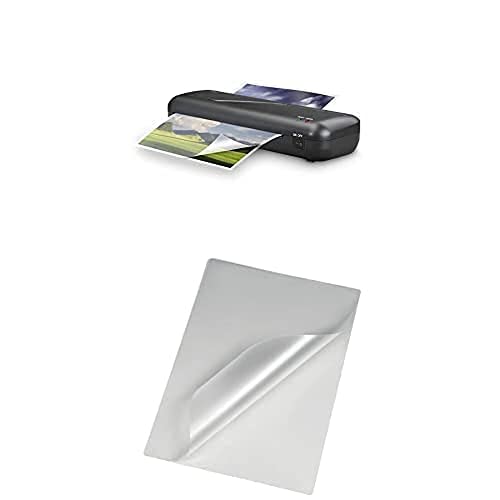 Bundle aus Hama Laminiergerät mit Laminierfolien A4, A5, A6 und für Visitenkarten (4in1 Set Laminator mit Folien, Eckenabrunder, Schneidelineal) und Zusatzfolien A4 (100 Stück) von Hama