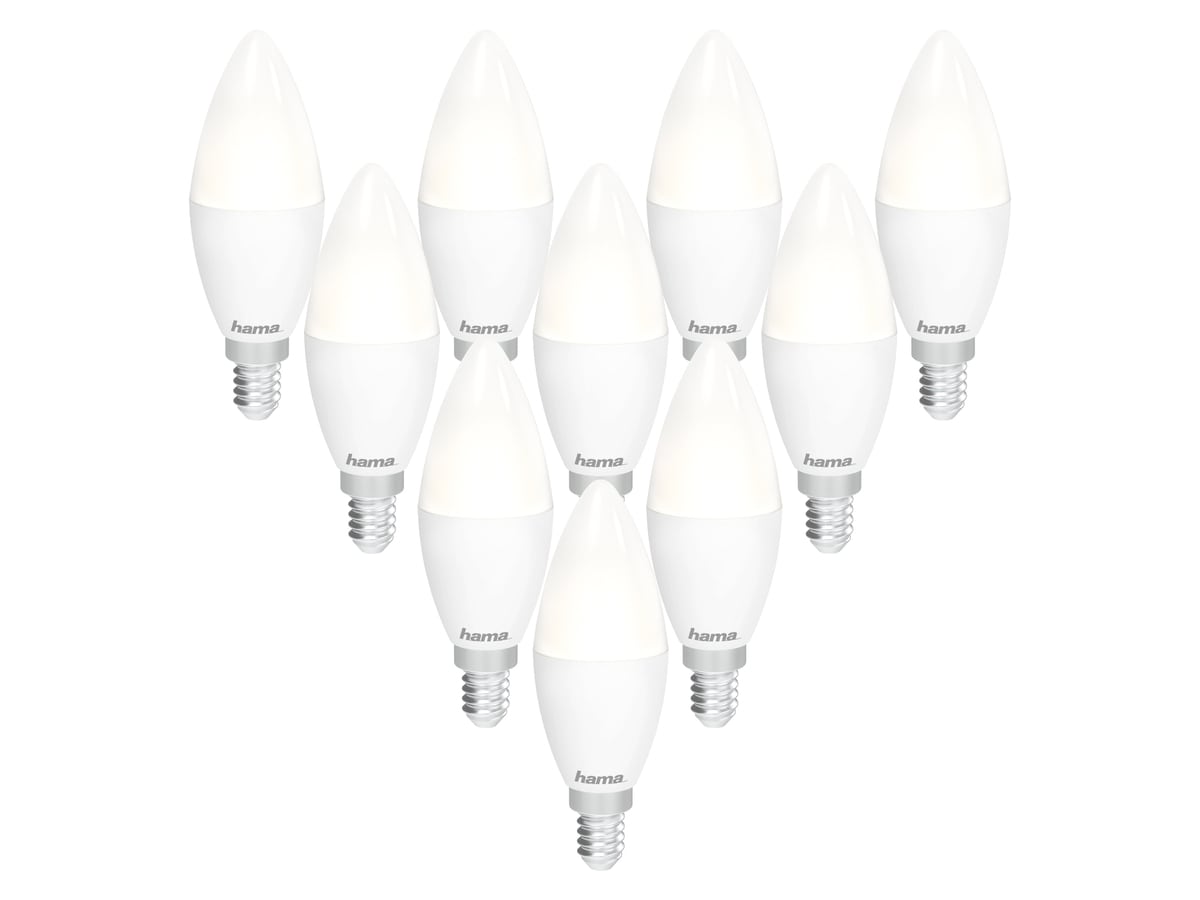 HAMA 10er Set LED-Lampe, E14, EEK: F, 5,5 W, 470 lm, WLAN, dimmbar von Hama