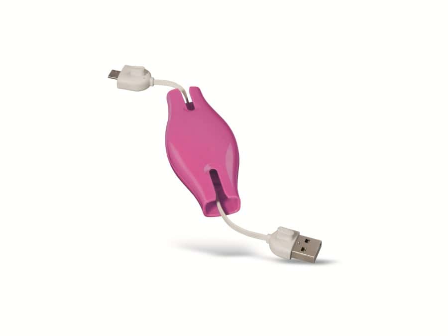 HAMA USB-Anschlusskabel A zu Micro-B 15648, Roll-Up, pink von Hama