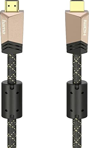 Hama HDMI Kabel 2.0 B (premium, HDMI-Stecker, Kabel, 18 Gbit/s, 4K, HDR, Full Metall, vergoldet, 0,75 m) schwarz/braun von Hama