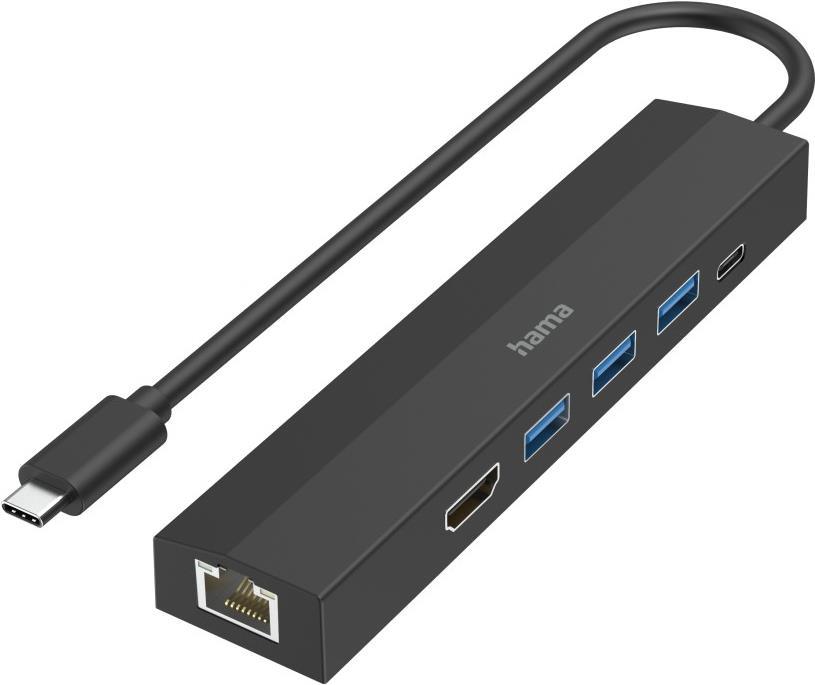 Hama 00200144 - USB 3.2 Gen 1 (3.1 Gen 1) Type-C - HDMI - RJ-45 - USB 3.2 Gen 1 (3.1 Gen 1) Type-A - USB 3.2 Gen 1 (3.1 Gen 1) Type-C - 5000 Mbit/s - 4096 x 2160 Pixel - Schwarz - Kunststoff (00200144) von Hama