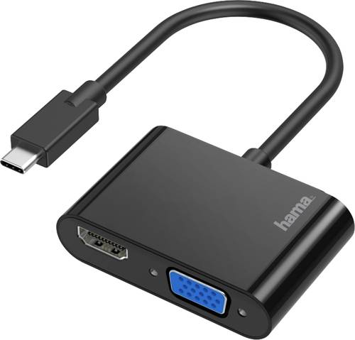 Hama 00200313 USB-C® / HDMI / VGA Adapter [1x USB-C® Stecker - 1x VGA-Buchse, HDMI-Buchse] Schwarz von Hama