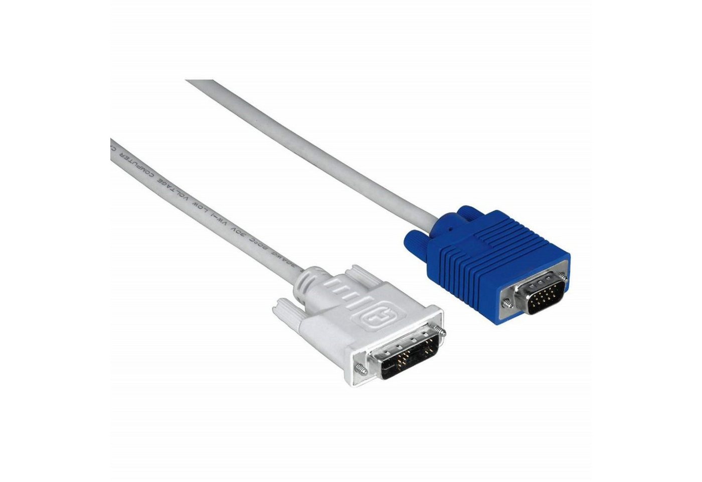 Hama 1,8m Monitorkabel VGA-Stecker DVI-Stecker Grau Video-Kabel, VGA, DVI-A, (180 cm), Anschlusskabel mit VGA HDD-Stecker zu DVI-A-Stecker (12+5) von Hama
