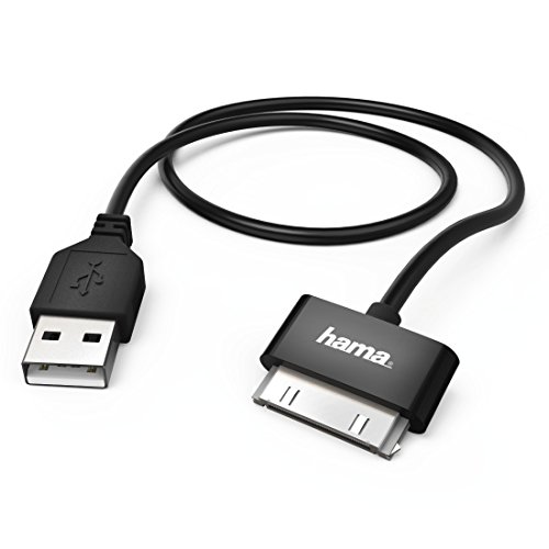 Hama 1 m, Apple 30-p/USB-A 1 m USB zu Apple 30-p schwarz – Kabel USB (Apple 30-p/USB-A, USB A, Apple 30-p, männlich/männlich, rechts, RECHTS, SCHWARZ) von Hama