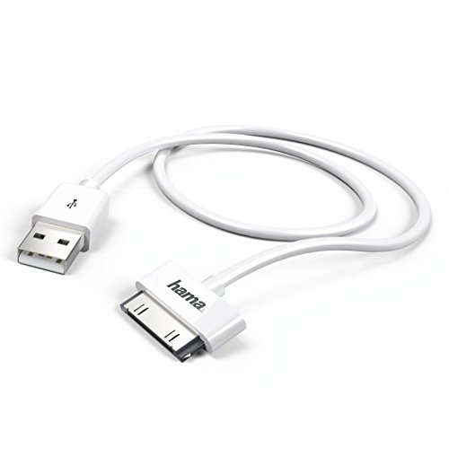 Hama 173642 1 m USB-A Apple 30-p weiß – USB-Kabel (USB-A, Apple 30-p, männlich/männlich, rechts, RECHTS, WEIß) von Hama