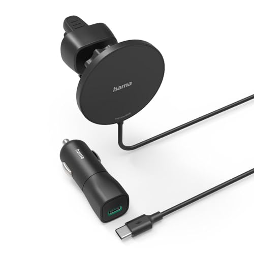 Hama Auto Ladegerät, Kfz Handy Ladegerät 15 Watt kabellos für iPhone (Magnetisch Laden, Ladeadapter für Lüftungsgitter, Wireless Charging, Apple MagSafe-kompatibel, Hochformat und Querformat) schwarz Hama Auto Ladegerät, Kfz Handy Ladegerät 15 Watt kabellos für iPhone (Magnetisch Laden, Ladeadapter für Lüftungsgitter, Wireless Charging, Apple MagSafe-kompatibel, Hochformat und Querformat) schwarz von Hama