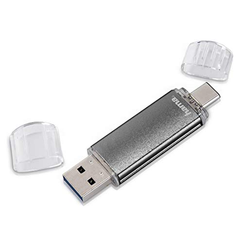 Hama 32GB USB-Speicherstick mit USB 2.0 & microUSB (2-in-1 USB-Stick, z.B. für Android Handy, Tablet, Computer, Notebook, PC, Laptop, MacBook, OTG, 10MB/s) Handy-Stick, Doppel Memory-Stick grau von Hama