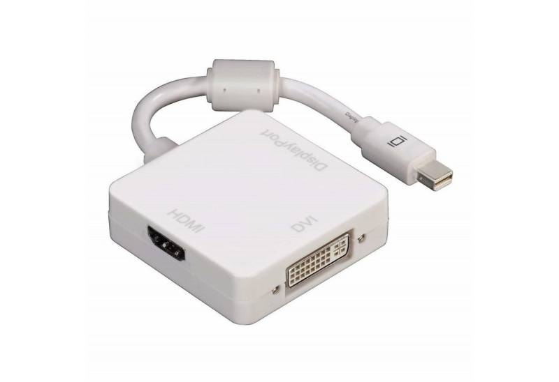 Hama 3in1 Mini DisplayPort Adapter Kabel Weiß Video-Adapter Mini Displayport, 10 cm, mini DP auf HDMI-Buichse DVI-Buchse Displayport-Buchse, vergoldet von Hama