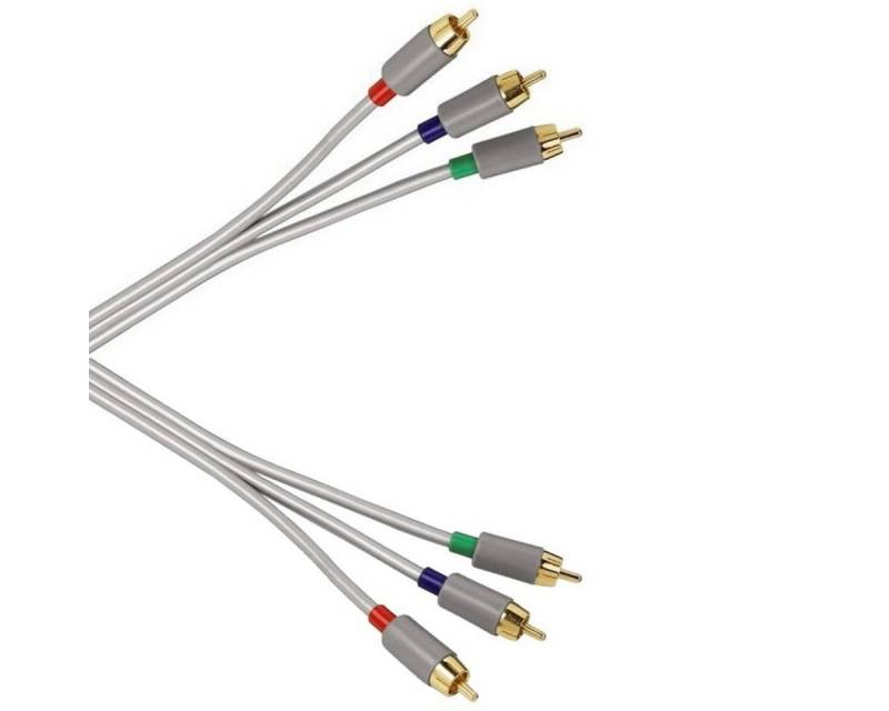 Hama 3m YUV RGB Component-Kabel Gold Audio-Kabel, Cinch, Kein (300 cm), Komponenten-Kabel HD TV, vergoldet, 3x RCA Cinch-Stecker für TV etc. von Hama