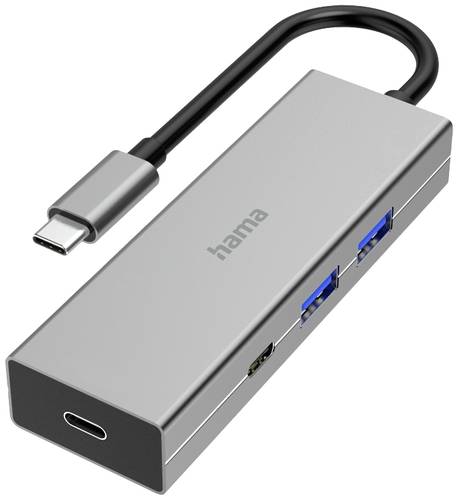 Hama 4 Port USB 3.2 Gen 1-Hub (USB 3.0) mit Schnellladeport, mit USB-C® Stecker Grau von Hama