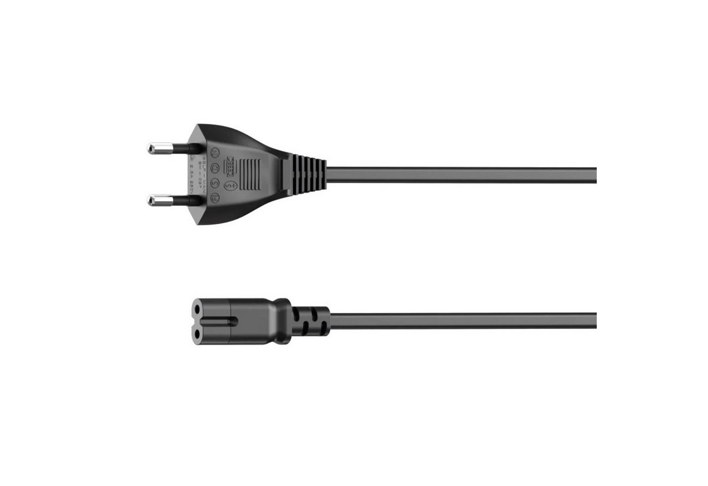 Hama 5m Euro-Stecker Netz-Kabel Strom-Kabel Stromkabel, Euro-Stecker, 2-Pol.-Kupplung (500 cm), Dopplenut Geräte-Kupplung Typ C CEE 7/16 für Konsole TV Radio etc von Hama