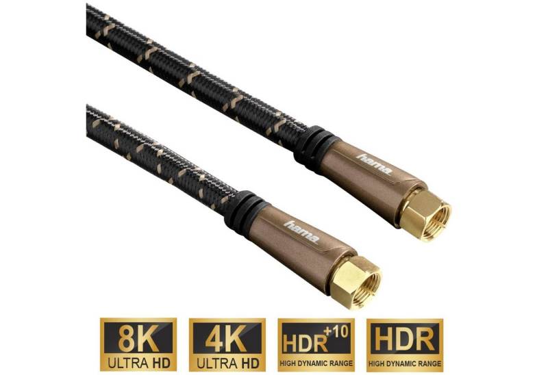 Hama 5m Sat-Kabel 120dB 8K 4K HD TV Antennen-Kabel Video-Kabel, F-Stecker, Kein (500 cm), Ultra-HD UHD HDR+ HDR 120db Koax-Kabel Koaxial-Kabel F-Stecker von Hama