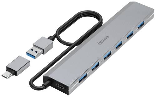 Hama 7 Port USB 3.2 Gen 1-Hub (USB 3.0) mit USB-C® Stecker Grau von Hama