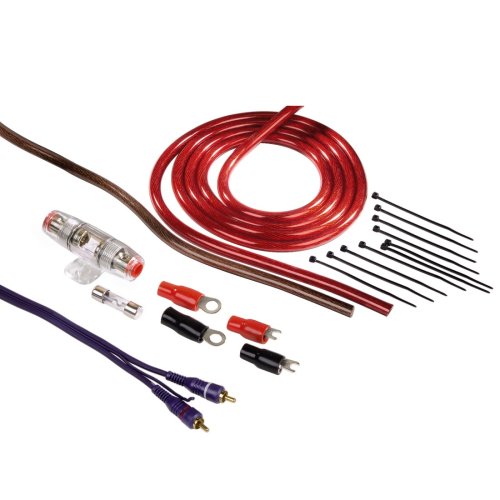 Hama Anschluss-Set für Car Hifi-Verstärker, AMP-Kit mit Powerkabeln (6 mm²), Cinchkabel, Sicherungshalter, Sicherung, Gabelkabelschuhen und Kabelbinder von Hama