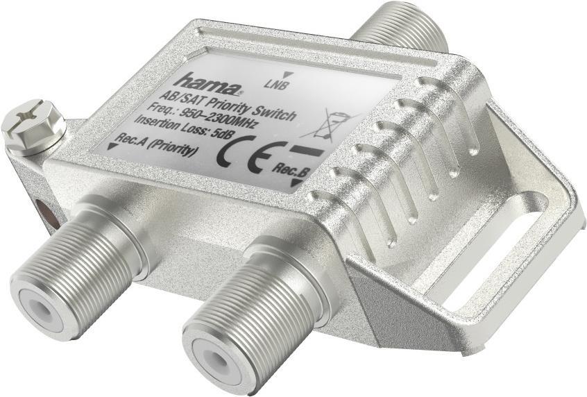 Hama - Antennen-Splitter - F-Stecker weiblich bis F-Stecker weiblich - abgeschirmt - 75 dB - Silber (00205232) von Hama