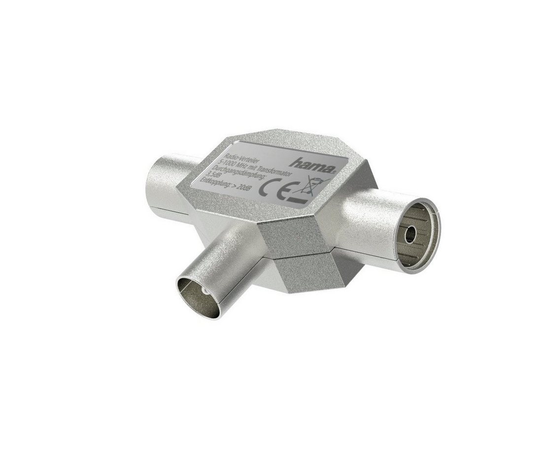 Hama Antennen Verteiler, Koax Stecker - 2 Koax Kupplungen, Metall SAT-Kabel, Ausgang: F-Kupplung 2x
Eingang: Koaxial von Hama