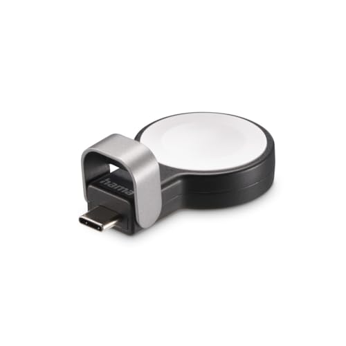Hama Apple Watch Charger, kabelloses Ladegerät (MFI zertifiziert, für alle Apple Watches geeignet, magnetisch, USB C Ladestation, Soft Touch, Wireless Charging, intelligentes Laden) schwarz von Hama