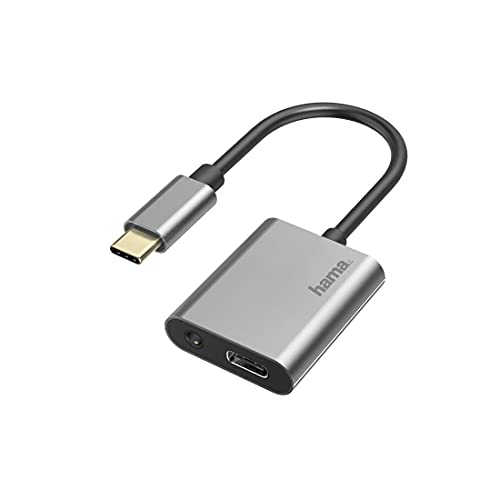 Hama Audio Adapter 1 auf 2, USB C - Klinke/USB C (Kopfhörer Adapter 3,5 mm Klinke für Audio und USB C Buchse Power, Alu-Gehäuse, USB C Adapter für Tablet, Handy, Anschluss von Kopfhörer, Lautsprecher) Hama Audio Adapter 1 auf 2, USB C - Klinke/USB C (Kopfhörer Adapter 3,5 mm Klinke für Audio und USB C Buchse Power, Alu-Gehäuse, USB C Adapter für Tablet, Handy, Anschluss von Kopfhörer, Lautsprecher) von Hama