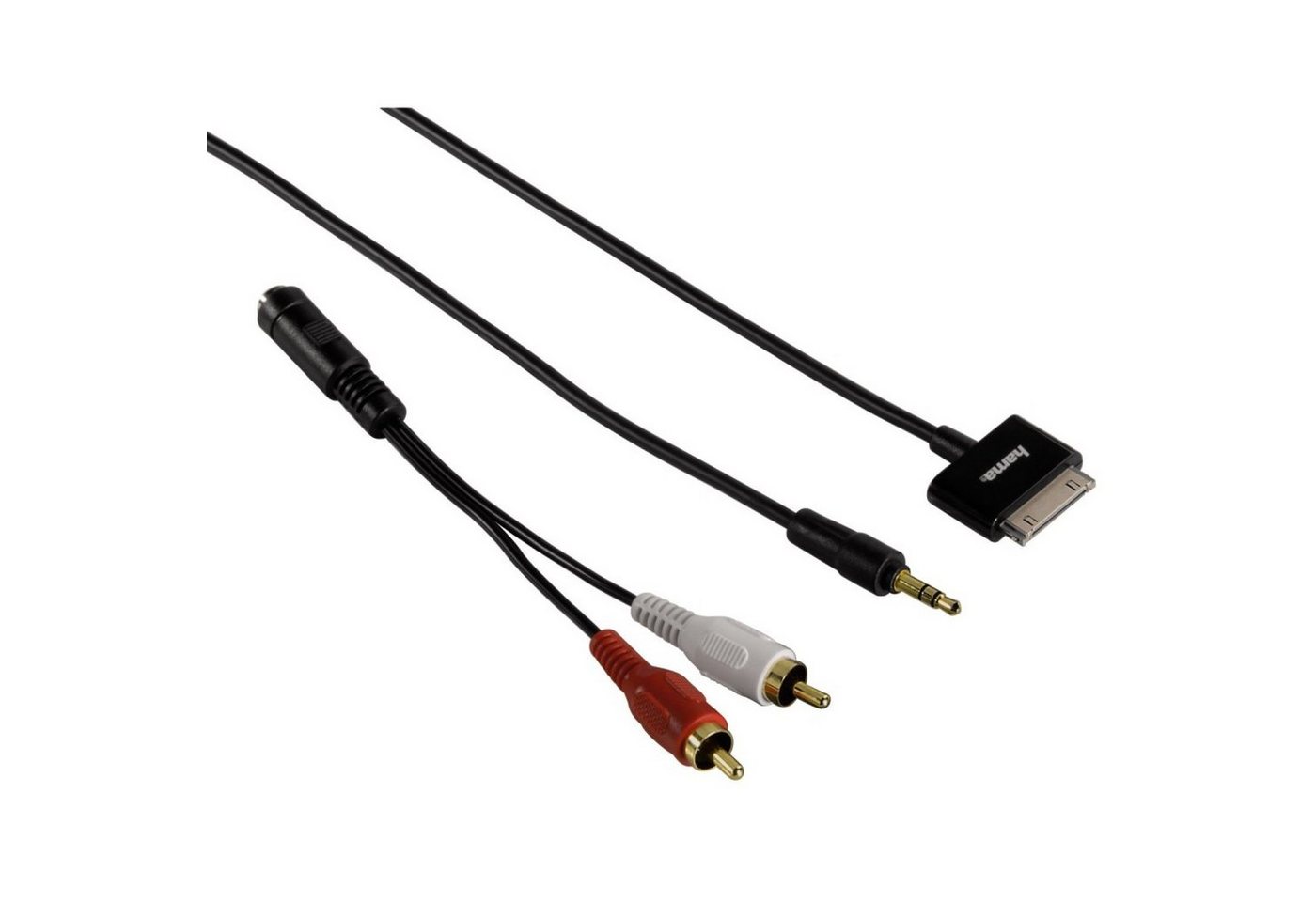 Hama Audio-Kabel Adapter AUX 3,5mm Klinke > 30-Pin Audio-Kabel, Cinch, 3,5-mm-Klinke (50 cm), Apple 30Pin Dock-Connector zu 3,5mm Klinken-Stecker RCA Cinch-Stecker von Hama