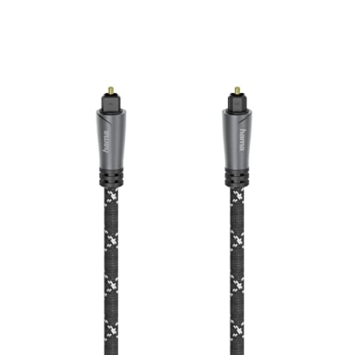 Hama Audio-Lichtleiter-Kabel, ODT-Stecker (Toslink) 1,5 m, Metall Stecker, robuster Kabelmantel mit Aramidfaser zur Übertragung digitaler Audiosignale von Hama