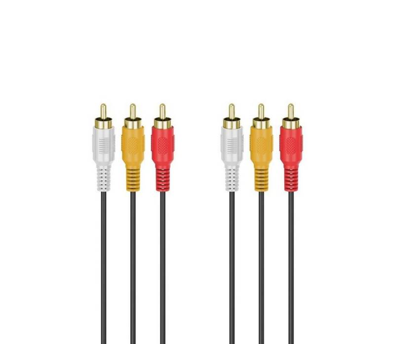 Hama Audiokabel, Videokabel, 3 CinchStecker, vergoldet, 3,0 m Audio-Kabel, Cinch, (300 cm) von Hama