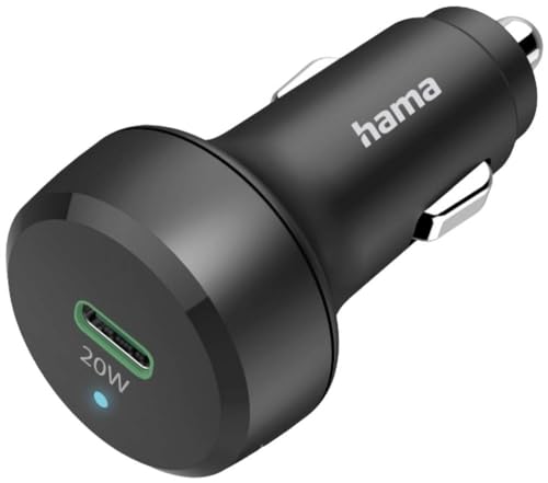 Hama Auto Ladegerät, Kfz Schnellladegerät 20 Watt USB C Power Delivery/Qualcomm Quick Charge (Zigarettenanzünder Ladestecker für Smartphone, Ladeadapter mit PD und QC) schwarz von Hama