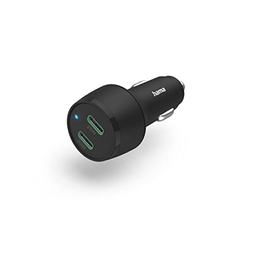 Hama Auto Ladegerät, Kfz Schnellladegerät 45 Watt USB C Power Delivery (2 Port Zigarettenanzünder Ladestecker für Smartphone, Mehrfach Ladeadapter mit PD, unterstützt Qualcomm Quick Charge) schwarz von Hama