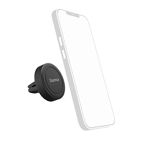 Hama Auto Magnet Handyhalterung, Kfz Handy Halter magnetisch (Smartphone Halterung für Lüftung, Kompatibel mit allen Smartphones, 360° drehbar, Hochformat, Querformat) schwarz von Hama