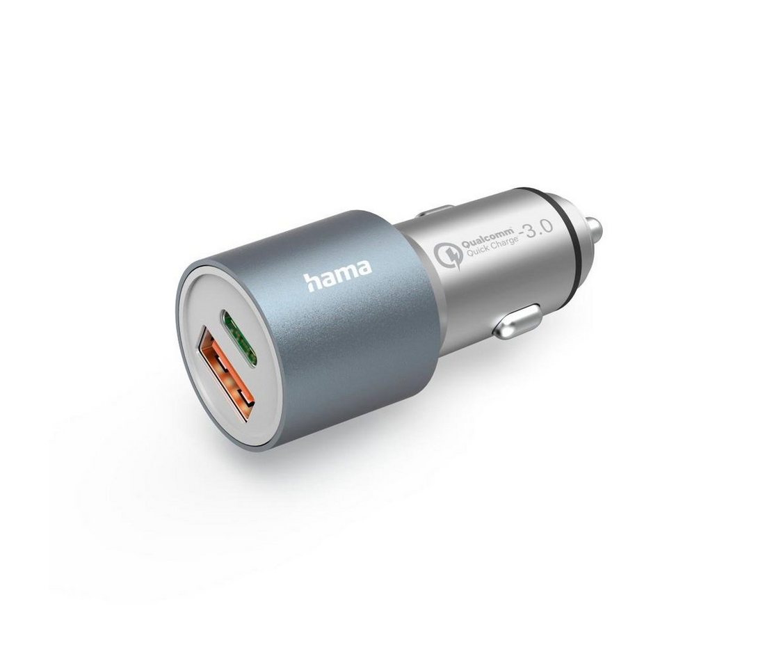 Hama Auto-Schnellladegerät, 1x USB-C PD, 1x USB-A QC, 38 W, Metall USB-Ladegerät von Hama