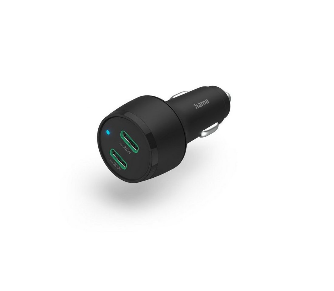 Hama Auto Schnellladegerät 2x USB-C Power Delivery, Qualcomm ® 45 W Schwarz Schnelllade-Gerät von Hama