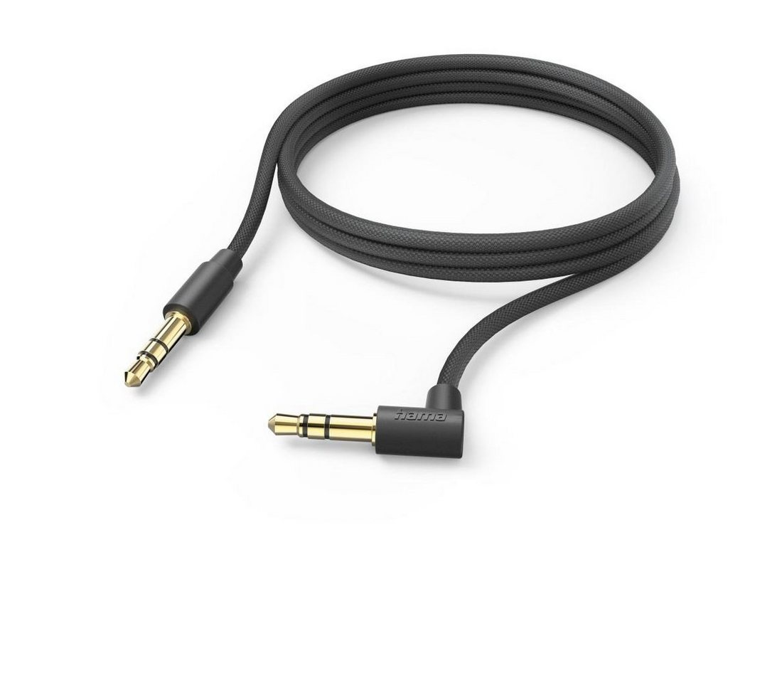 Hama Aux Kabel, 3,5 mm Klinke, 90° Winkelstecker, 2,0 m, Schwarz Audio-Kabel, 3,5-mm-Klinke, (200 cm) von Hama