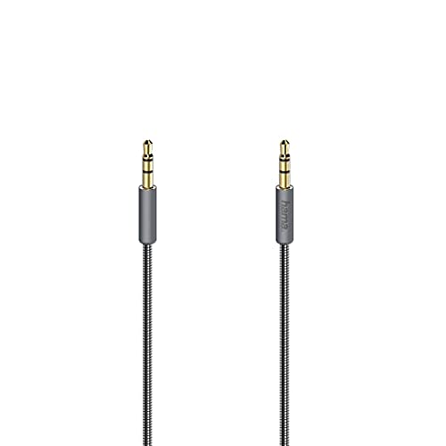 Hama Aux Kabel 3,5 mm 0,75 m lang (Klinkenkabel 3,5mm mit hochwertigem Metall Stecker, Metall-Mantel & vergoldeten Steckern, Audio Kabel für Headset, Auto, PC, Smartphone, Tablet, Klinke auf Klinke) von Hama