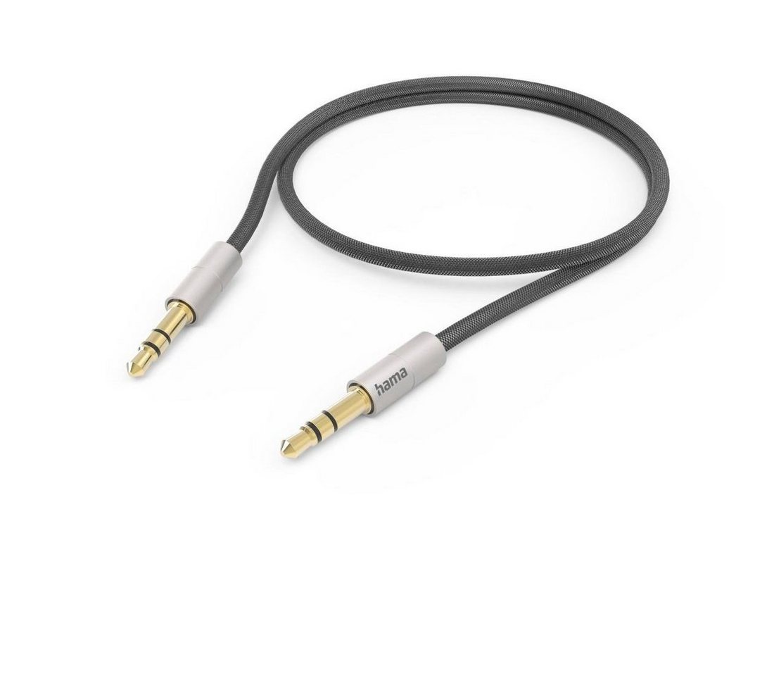 Hama Aux Kabel “AluLine“ 3,5 mm Klinke, 0,5 m, Silber, Schwarz Audio-Kabel, 3,5-mm-Klinke, (50 cm) von Hama