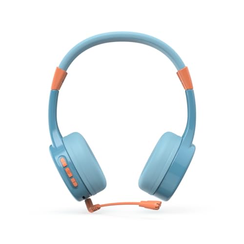 Hama Bluetooth Kinder Kopfhörer (On Ear Kopfhörer, ideal auch für Teenager, Headset mit Mikrofon, mit Lautstärkebegrenzung, größenverstellbar, flexibel, kabellos, mit Akku, Multipoint) blau von Hama