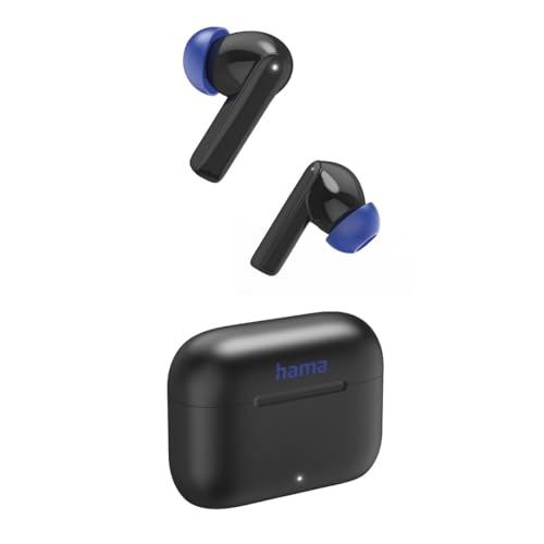 Hama Bluetooth Kopfhörer (kabellos, TWS-Kopfhörer, Active Noise Cancelling, Earbuds mit Ladestation, ENC, In-Ears, USB-C Schnellladen, Bluetooth-Headset, App-/Sprachsteuerung, Touch Control) schwarz von Hama