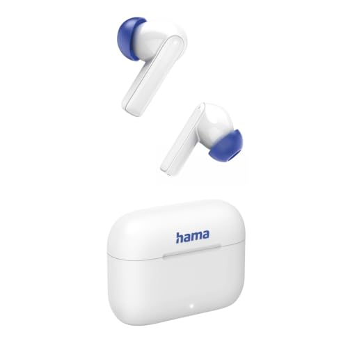 Hama Bluetooth Kopfhörer (kabellos, TWS-Kopfhörer, Active Noise Cancelling, Earbuds mit Ladestation, ENC, In-Ears, USB-C Schnellladen, Bluetooth-Headset, App-/Sprachsteuerung, Touch Control) weiß von Hama