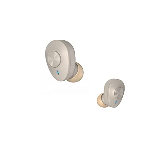 Hama Bluetooth Kopfhörer „Freedom Buddy“ (True Wireless, TWS, In Ear Kopfhörer, Wireless Kopfhörer, kabellos, Bass Boost, Kopfhörer kabellos, Earbuds, Sprachsteuerung, mit Ladebox) beige von Hama