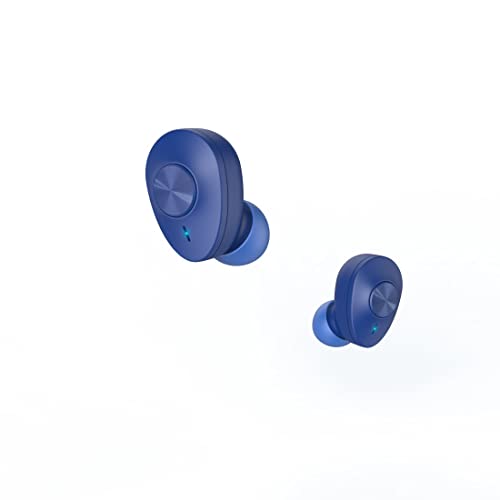 Hama Bluetooth Kopfhörer „Freedom Buddy“ (True Wireless, TWS, In Ear Kopfhörer, Wireless Kopfhörer, kabellos, Bass Boost, Kopfhörer kabellos, Earbuds, Sprachsteuerung, mit Ladebox) blau, Klein von Hama
