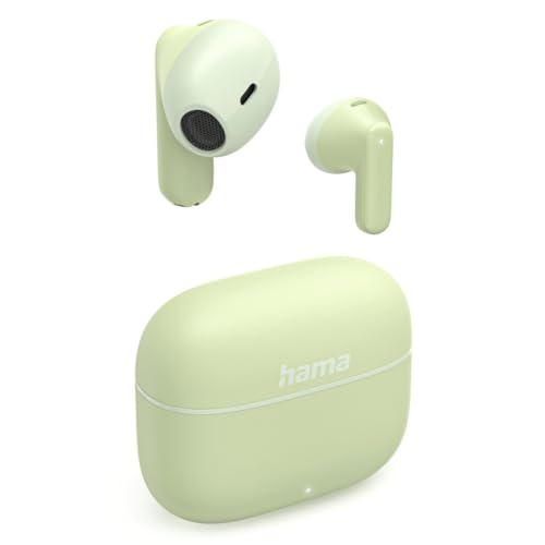 Hama Bluetooth Kopfhörer „Freedom Light II“ (True Wireless In Ear Kopfhörer mit Mikrofon, Earbuds mit Ladestation, Laufzeit 20 h, kabellose Kopfhörer mit Spracherkennung und Touch Control) grün von Hama