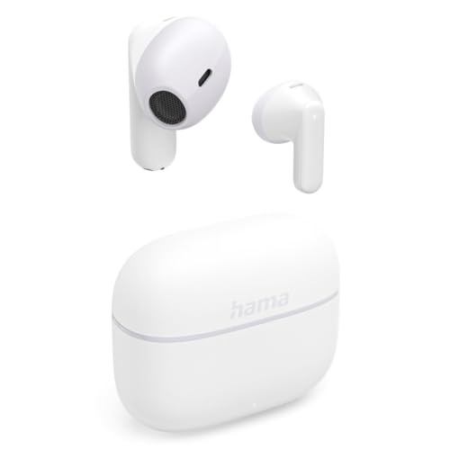 Hama TWS Bluetooth Kopfhörer kabellos Freedom Light II (Bluetooth 5.3 Wireless Earbuds, In-Ear Kopfhörer telefonieren, Mikrofon, Touch Control, Sprachsteuerung, 20h Spielzeit, Ladebox USB-C) weiß von Hama