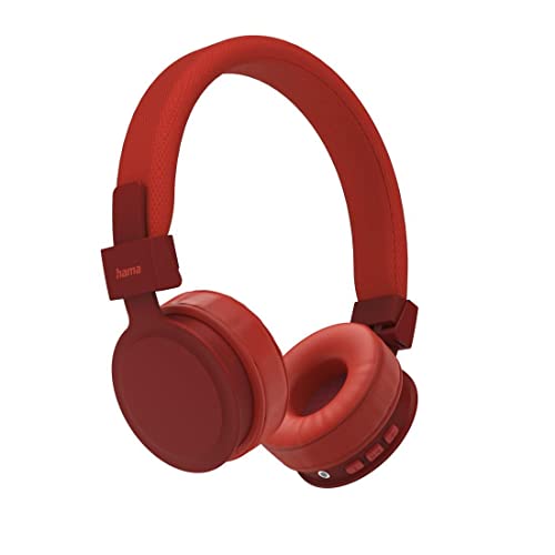 Hama Bluetooth Kopfhörer On-Ear (kabelloses Headset zum Telefonieren, Ohrhörer mit Mikrofon für 8h Gesprächszeit, faltbare Stereo Headphones gepolstert, größenverstellbar) rot von Hama