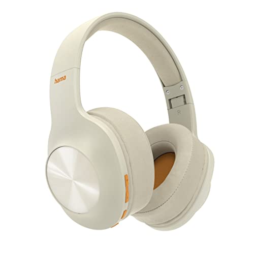 Hama Bluetooth Kopfhörer Over Ear (kabellose Kopfhörer zum Telefonieren, Faltbare Earphones, Musik hören mit Bass Boost, Headset mit Mikrofon, 38h Laufzeit, Sprachsteuerung) beige von Hama