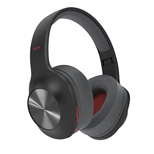 Hama Bluetooth Kopfhörer Over Ear (kabellose Kopfhörer zum Telefonieren, faltbare Earphones, Musik hören mit Bass Boost, Headset mit Mikrofon, 38h Laufzeit, Sprachsteuerung) schwarz von Hama