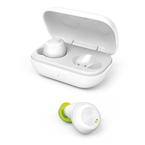 Hama Bluetooth Kopfhörer "Spirit Chop" (In Ear Kopfhörer mit Mikrofon, True Wireless Earbuds mit Ladestation, IPX 4, Laufzeit 16h, kabellose Kopfhörer mit Sprachsteuerung, Siri, Google) weiß von Hama