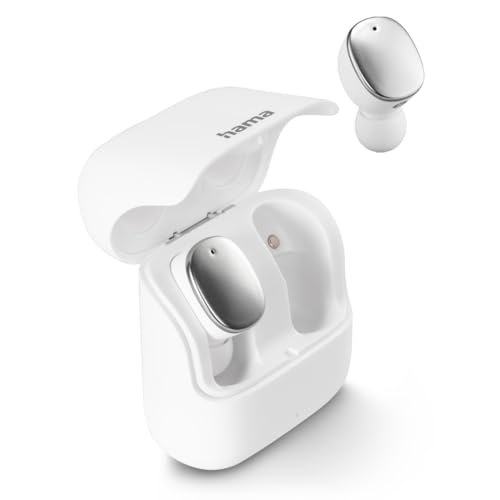 Hama Bluetooth Kopfhörer Spirit Pure (In Ear Kopfhörer mit Mikrofon, True Wireless Earbuds mit Ladecase, IPX5 spritzwassergeschützt, 25h Akku, kabellose Kopfhörer mit Sprachsteuerung) weiß von Hama