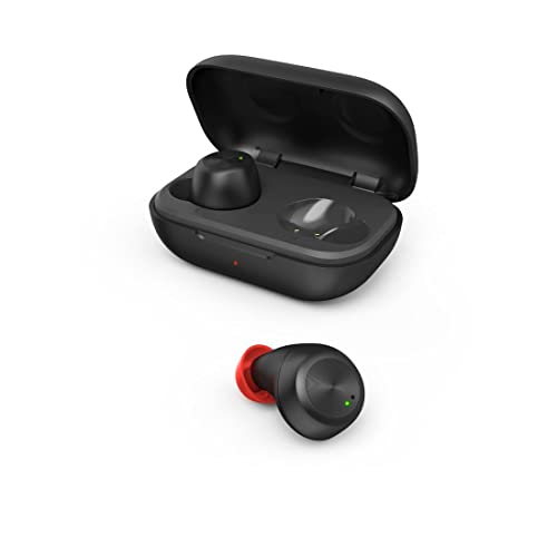 Hama Bluetooth Kopfhörer kabellos (In-Ear Ohrhörer mit Mikrofon, Sport Kopfhörer spritzwassergeschützt IPX4, leichte Headphones ohne Kabel mit Ladebox, True Wireless Headset, bis zu 14h Akku) schwarz von Hama