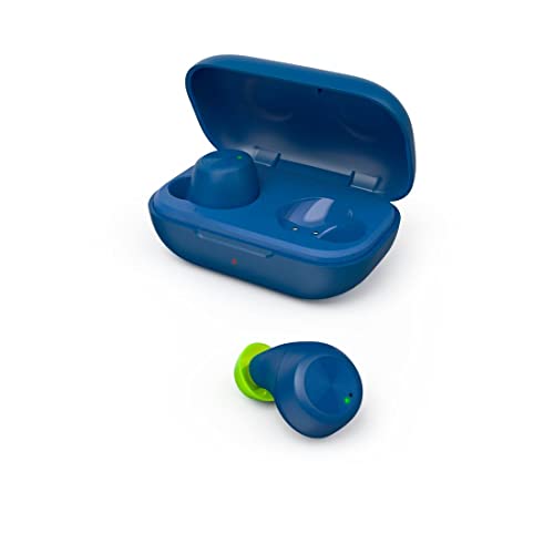 Hama Bluetooth Kopfhörer kabellos (In-Ear Ohrhörer mit Mikrofon, Sport Kopfhörer spritzwassergeschützt IPX4, leichte Headphones ohne Kabel mit Ladebox, True Wireless Headset, bis zu 14h Akku) blau von Hama