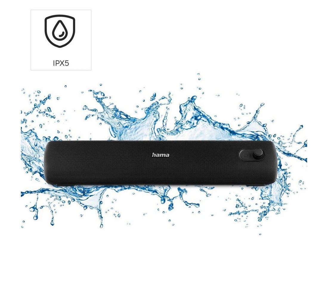 Hama Bluetooth Lautsprecher (wasserdicht IPX5, mit Bass, 20W, 12h Laufzeit) Stereo Bluetooth-Lautsprecher (Bluetooth, Stereo Soundbar mit Standfuß) von Hama