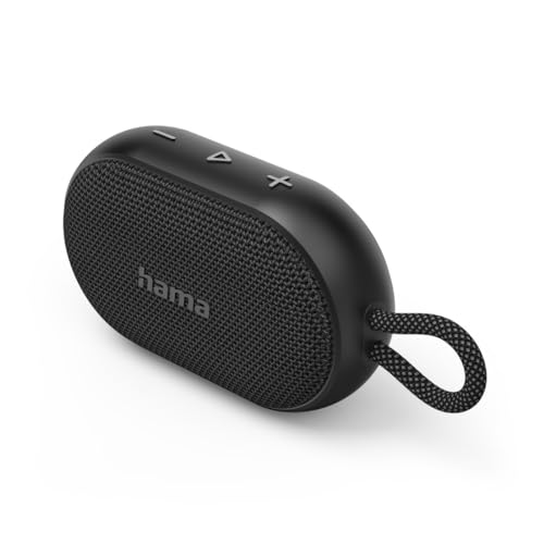 Hama Bluetooth Lautsprecher Buddy 3.0, 6W (wasserdicht IPX7, mit Akku, 12 Stunden Musik, True Wireless Stereo, mit Hängeschlaufe, universal, Freisprecheinrichtung, Bluetooth Box, Musikbox) schwarz von Hama