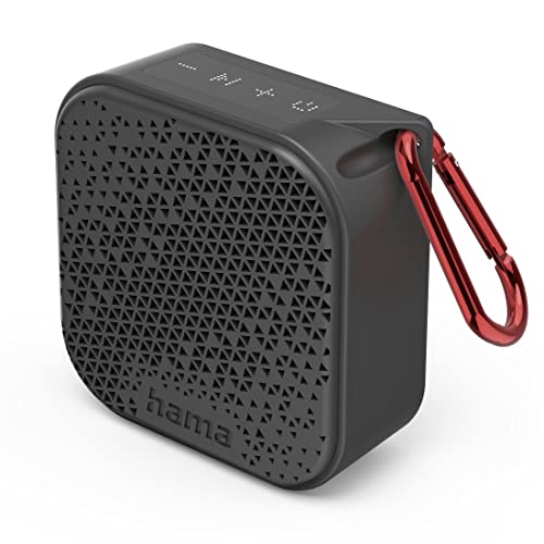 Hama Bluetooth-Lautsprecher Pocket 3.0 Box für Handy (kompakter Mini-Lautsprecher mit Bluetooth, AUX u. praktischem Karabiner klein, mobile Musikbox Bluetooth wasserdicht IP67, 14h Akku, 3,5W) schwarz von Hama